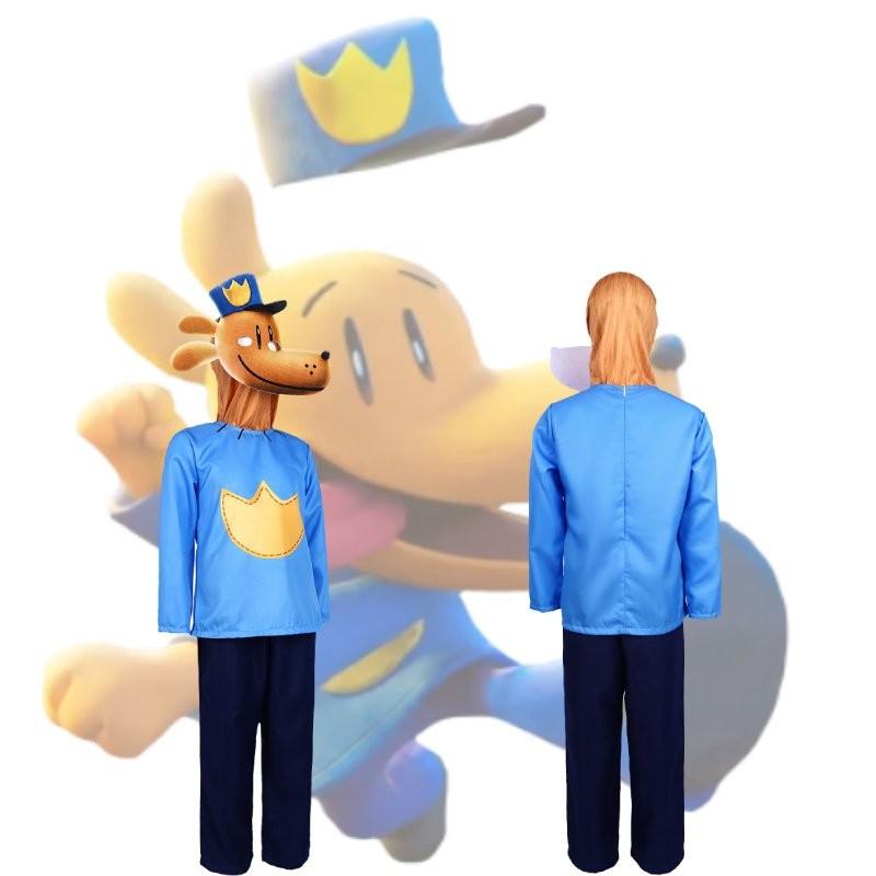 Çocuklar İçin Şık Köpek Adam Cadılar Bayramı Cosplay Kostümü Unisex Polyester Kumaş