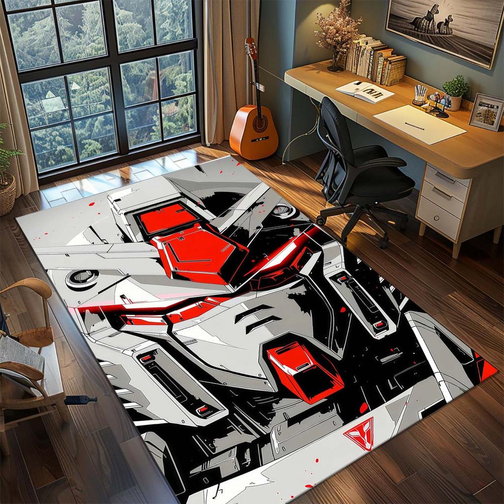 Tappeto Robot Mecha Anime Gundam Tappeto Grande Area Tappetino Pavimento Antiscivolo Lavabile Stanza Gamer Camera da Letto Decorazione Casa
