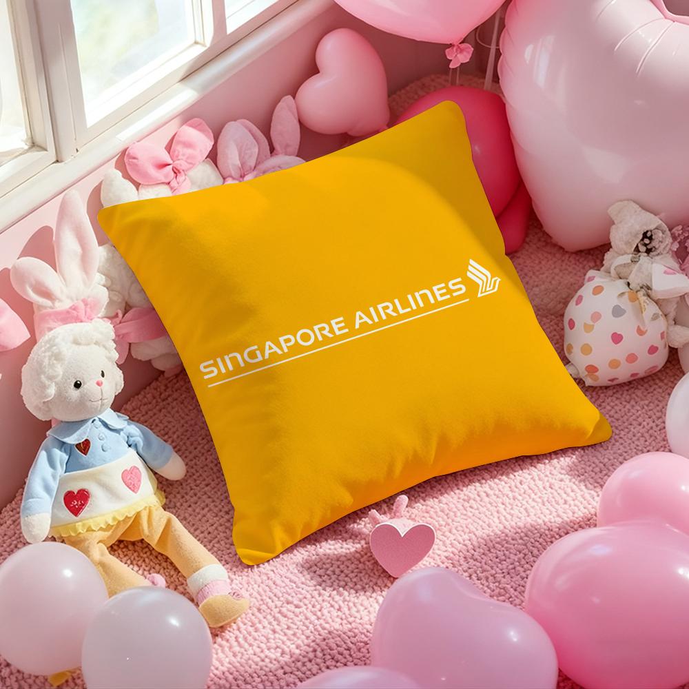 Singapore Airlines Pillow Case Plush Fabric Soft Double-Sided Printed Sofa Warm Winter Home Child Gift Cushion Cover