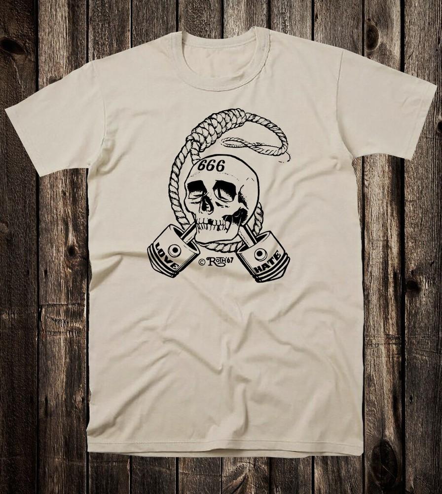 Ретро Хот Род Футболка 100% Хлопок Мотоцикл Roth Studios Череп Петля 666 Унисекс Футболка L