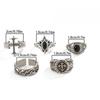 European and American Retro Hip-hop Exquisite Pattern Opening Adjustable Ring Five-piece Personalized Trend Ring