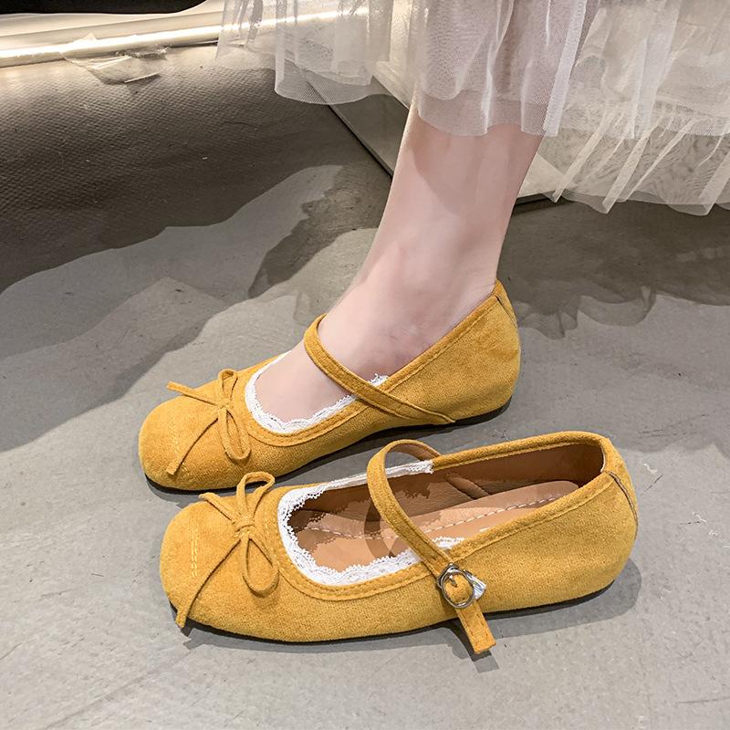 Französische Mary Jane Schuhe Damen 2025 Frühling und Herbst mit Rock Innenhöhenerhöhung Ballerinas weiche Sohle Ein-Wort-Schnalle Einzelne Schuhe