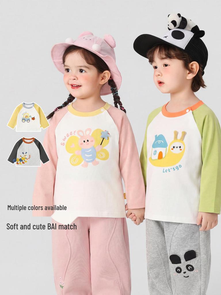 Kaka Panda Pojkar och Flickor Långärmad Vår T-shirt - Trendig Baby Casual Lager på Lager Topp