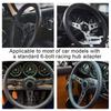 350mm/14in for MOMO Prototipo Style 6‑Bolt Black Leather Racing Steering Wheel Gray Stitching with Horn Button