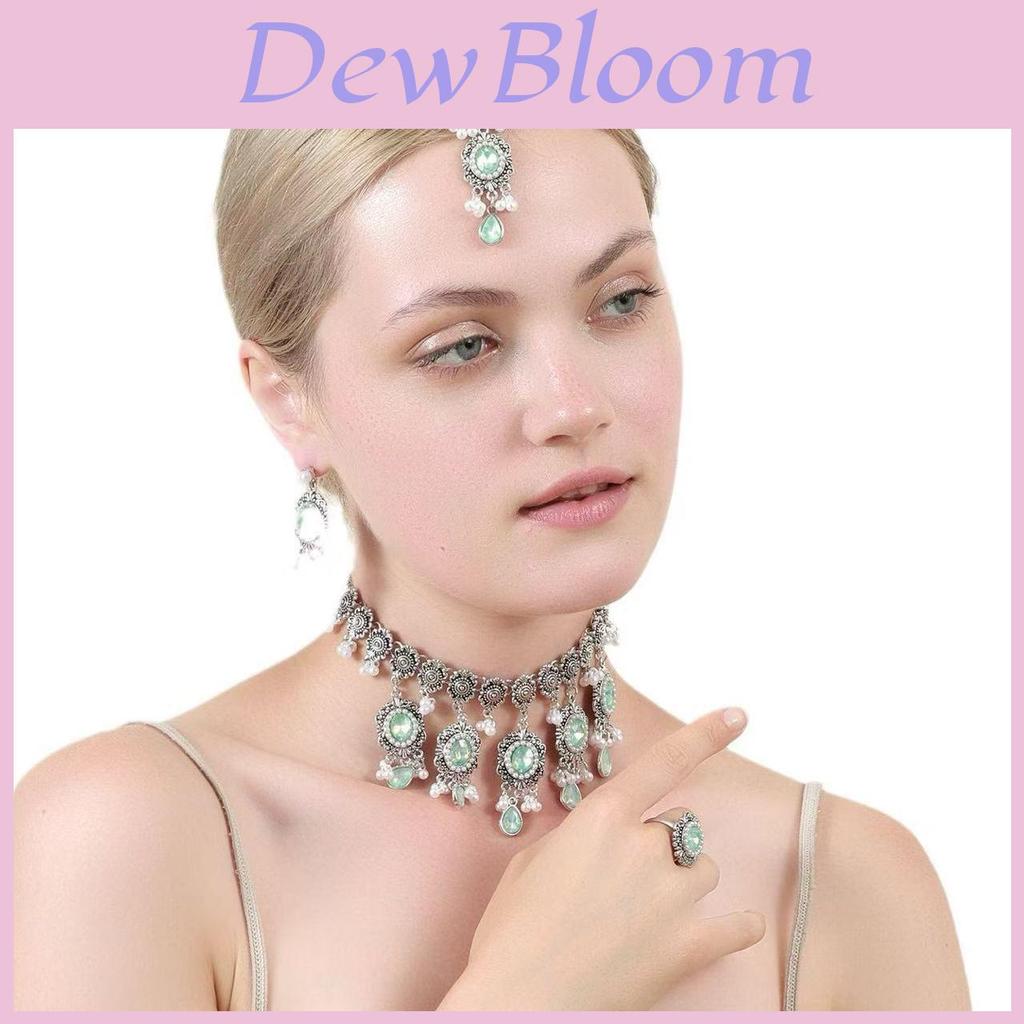 Luxury Water Drop Pendant Necklace With Pearl Tassel Earrings And Rhinestone Set For Women