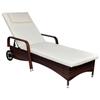 VidaXL Chaise Longue Avec Coussin 2 Roues Marron Résine Tressée Bain De Soleil 42476