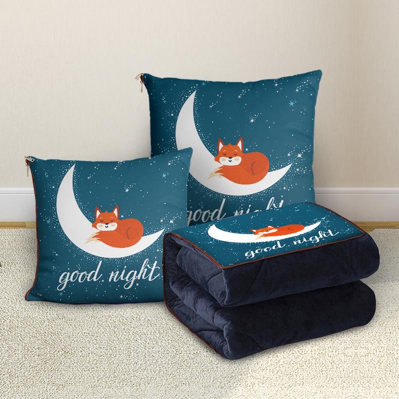 Custom Cartoon Plush Throw Pillow Blanket with Fleece Lining