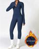 Winter Autumn Women's One-piece Yoga Jumpsuit Leggings Long-sleeved Warm Ski Overalls Outerwear High Elastic Cycling Bodysuit