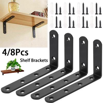 4/8Pcs 90 Degree Shelf Brackets Heavy Duty Metal Angle Bracket for Table Work Space Saving Decorative Joint Angle Bracket