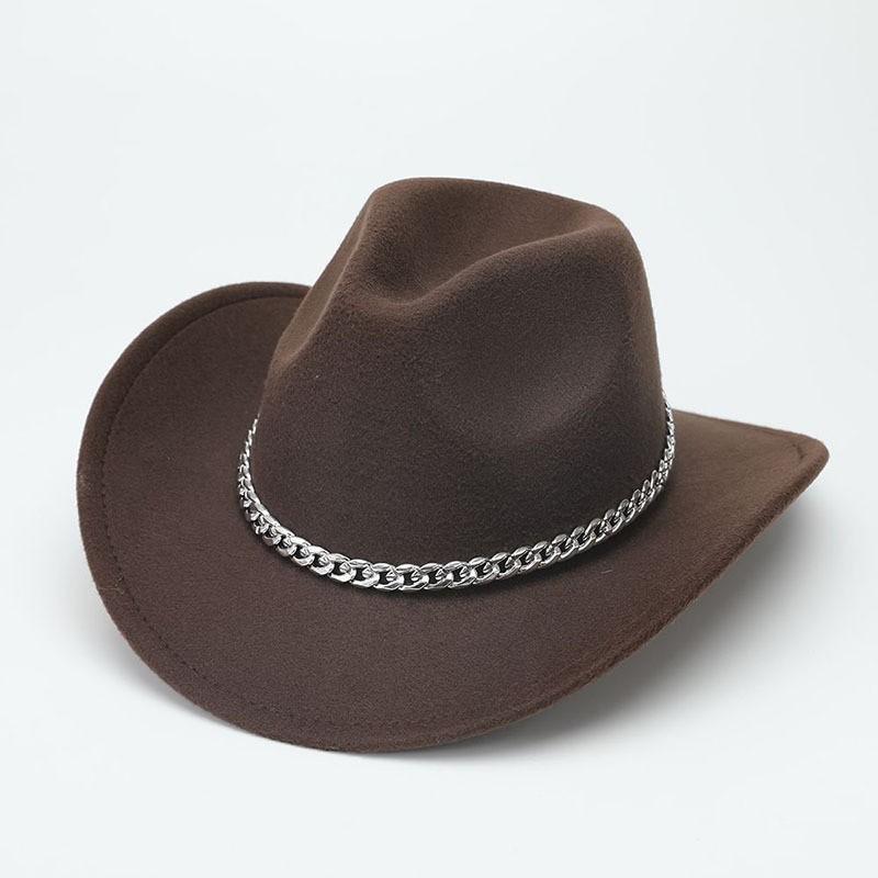 European and American suede warped edge western cowboy hat men and women outdoor curled brim ethnic style top hat felt hat