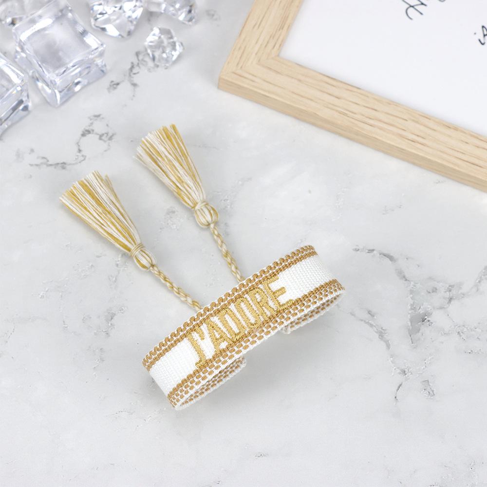 J'adore Bracelet: Embroidered Letter Tassel Wristband for Women & Couples