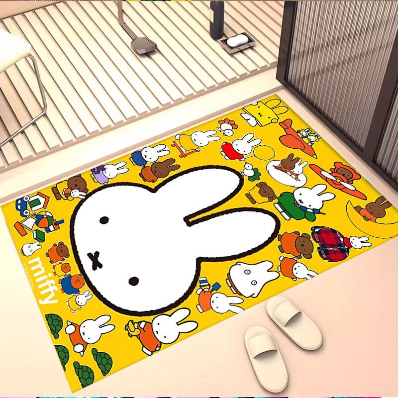 Miffy Print Rug, Washable Floor Carpet, For Entryway Dorm Laundry Room Office Study, Home Decor Birthday Christmas Gift