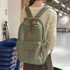 Schoolbag Corduroy Backpack Female Simple Large Capacity Junior High School Student School Bag American High School Retro Backpack Computer Bag
