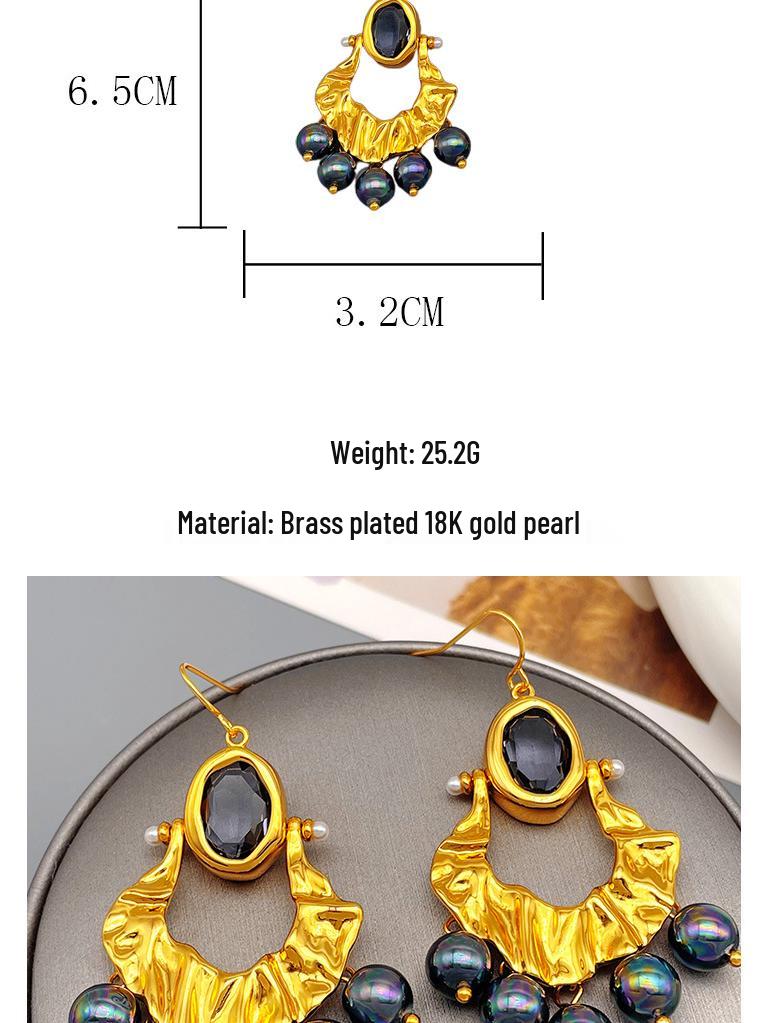 French Retro Pearl Tassel Irregular Pleated Dangle Earrings - Stylish & Unique Design