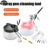 1Set Airbrush Cleaning Brush Waste Liquid Collection Bottle Spray Tool Accessor Replacement Cleaning Maintenance Combination Set