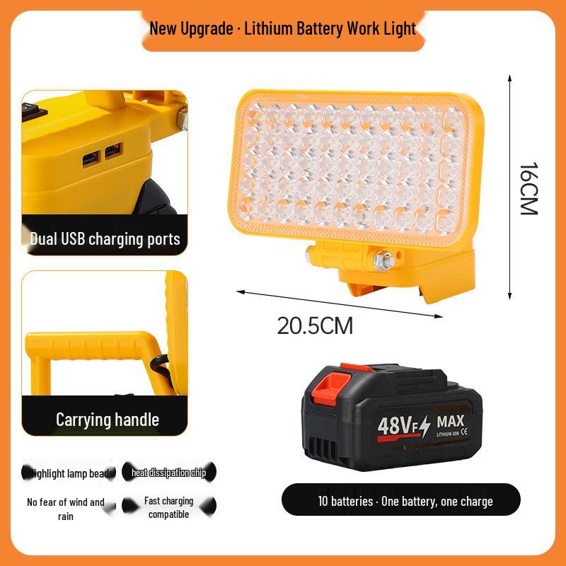Portable Emergency Lithium Battery Floodlight for Camping, Construction, and Car Repairs