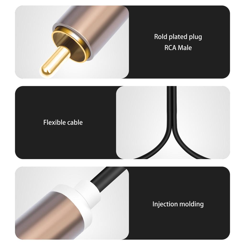2 RCA Male to Audio Cable,Stable Compact Multipurpose Sturdy Auxiliary Cable Cord