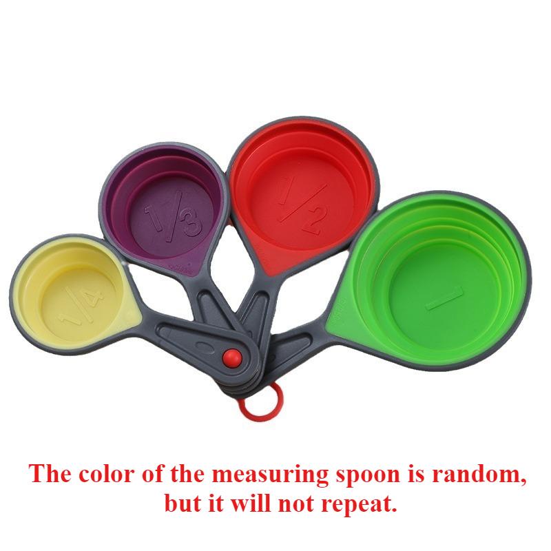 1set Silicone Measuring Spoon Foldable Baking Measuring Spoon Set For Coffee Powder, Beans, Sugar Baking Measuring Spoon