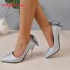 Fashion Aphixta 2024 New Bling Butterfly-knot 10cm Stiletto Heel Shoes Women Pumps Flowers Officile Pointed Toe Super Big Size 49 50