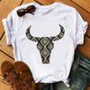 Vintage Creative Casual Bull Tau Graphic Women's T-Shirt 90S Goth Summer O-Neck Blouse Short Sleeve Female Tops Kpop Y2K Clothes