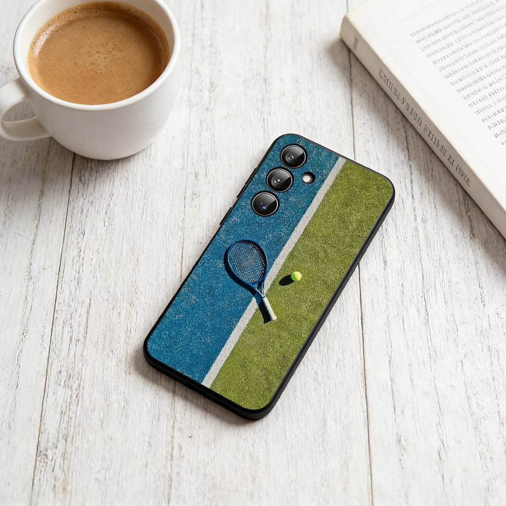 

Tennis culture Phone Case Black Silicone Soft For Samsung Galaxy A73,A72,A71,A70,A53,A52,A51 Samsung a12