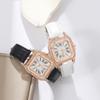 2pcs/set Luxury Women's Watch Set Analog PU Leather Wrist Watch Fashion Luxury Elegant Alloy Wristwatch Couple Watch