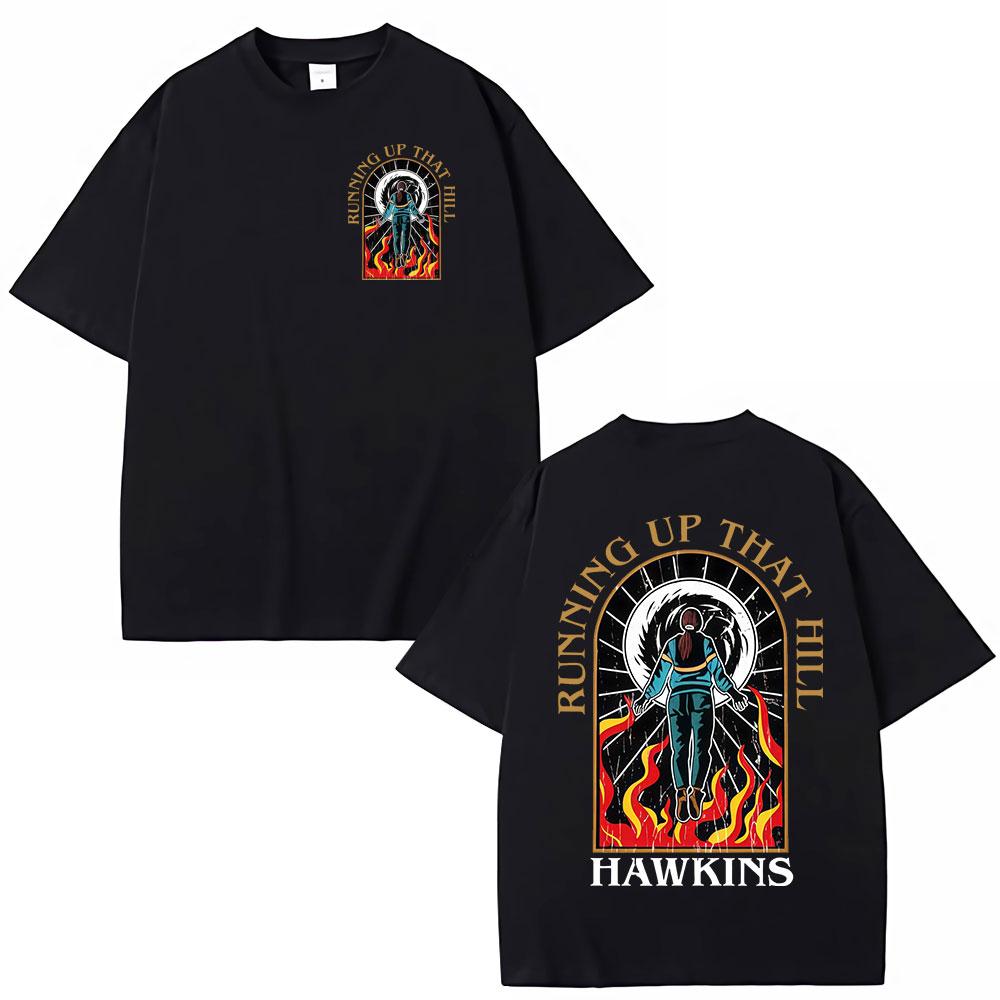 

2026 Eddie Munson Demogorgon Hunter 100cotton Unisexs shirt Gothic Graphic summer short sleeve oversized Women fashion Tshirts M