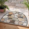 1Pcs Pebble Print Pattern Semi Circle Welcome Doormat Non Slip for Outdoor Patio Porch Kitchen Bathroom Entryway Floor Mat