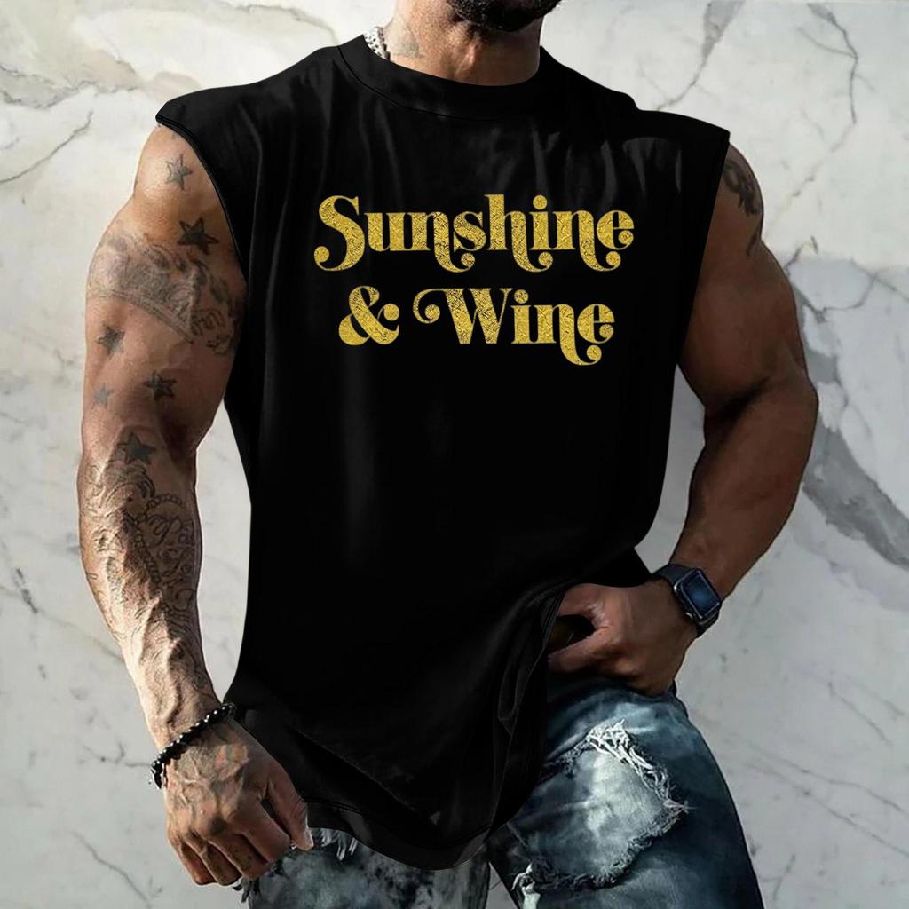 Top fără mâneci pentru bărbați Textură vintage Croială largă Respirabil Vară Sport Stradă Casual Uzură zilnică Tricou pentru mușchi