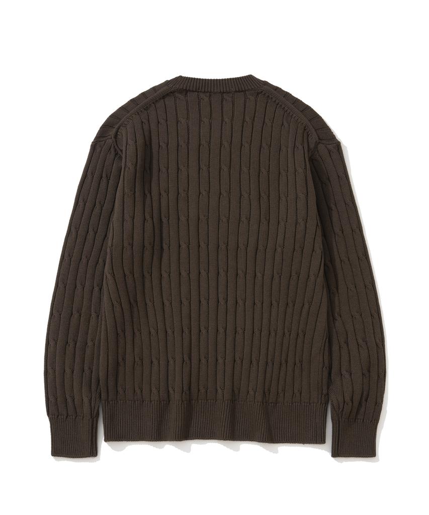 KNITTED [Nitied X Fashion Planet] Cable Round Knit Brown