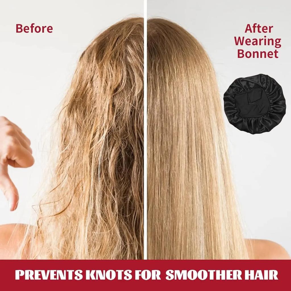 High Elastic Satin Solid Sleeping Hat Hair Care Bonnet Nightcap Multi-color Reusable Women Home Sleeping Cap Accessories