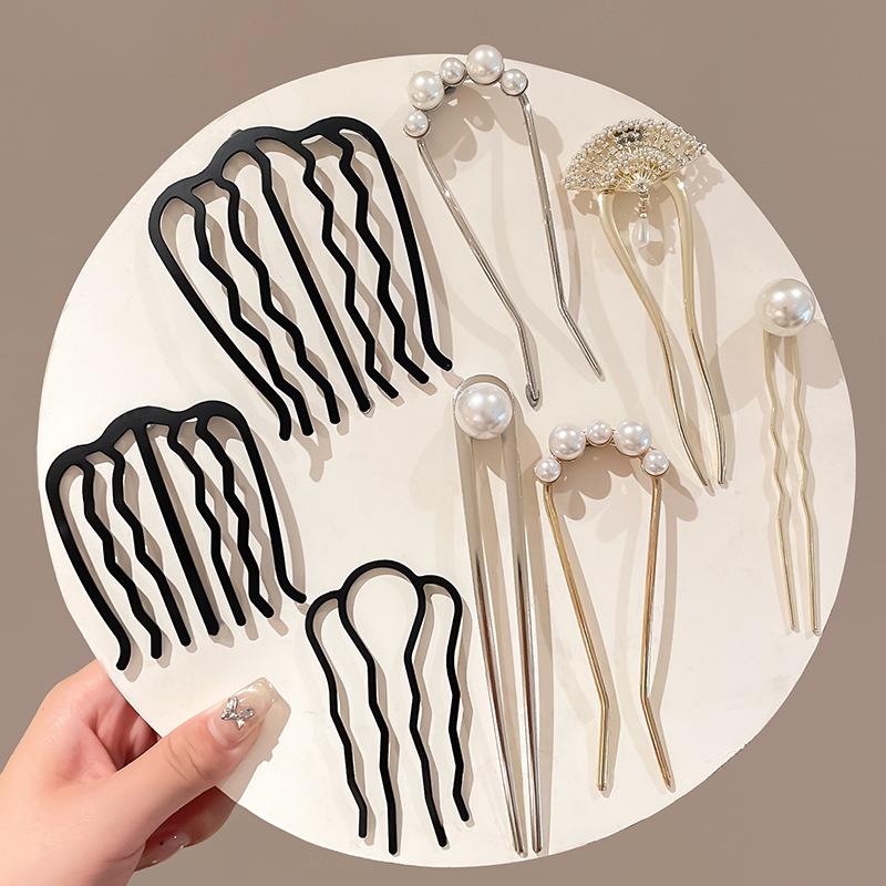 U-Shaped Pearl Women's Updo Hairpin 2025 - Elegant Insert Comb Headwear