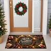 "Merry Christmas" Ball Candy Cane Light Doormat, Festive Non-Slip Hand Wash Rug for Home Entrance Holiday Decor