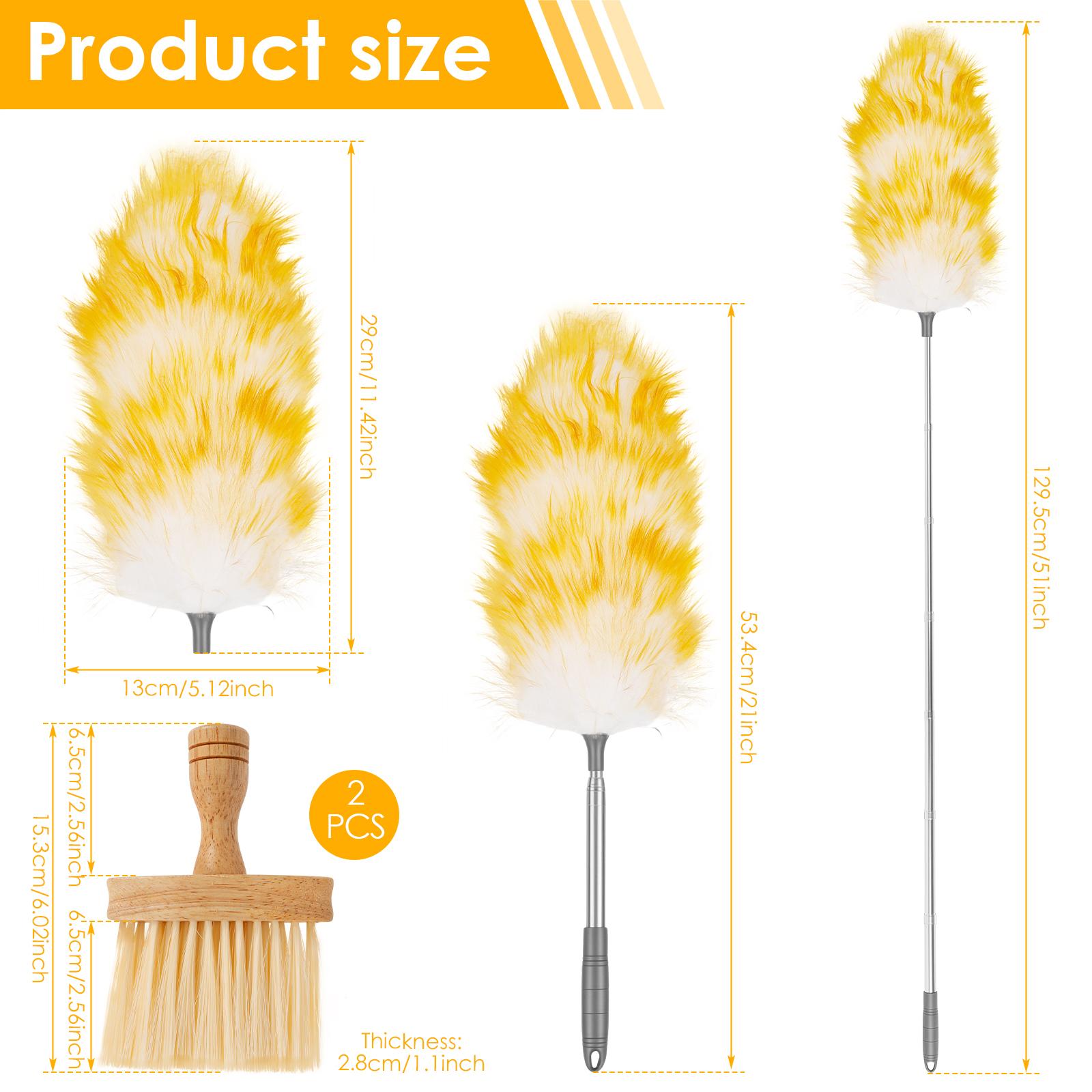 Scalable Wool Duster 21-51Inch Lambswool Extendable Duster with 2 Cleaning Brush Household Cleaning Dust Tools for Furniture Car