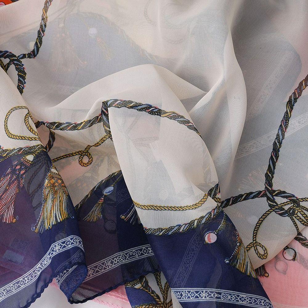 Magnetic Buckle Silk Scarf Chiffon Square Scarf Fashion Headscarves Spring