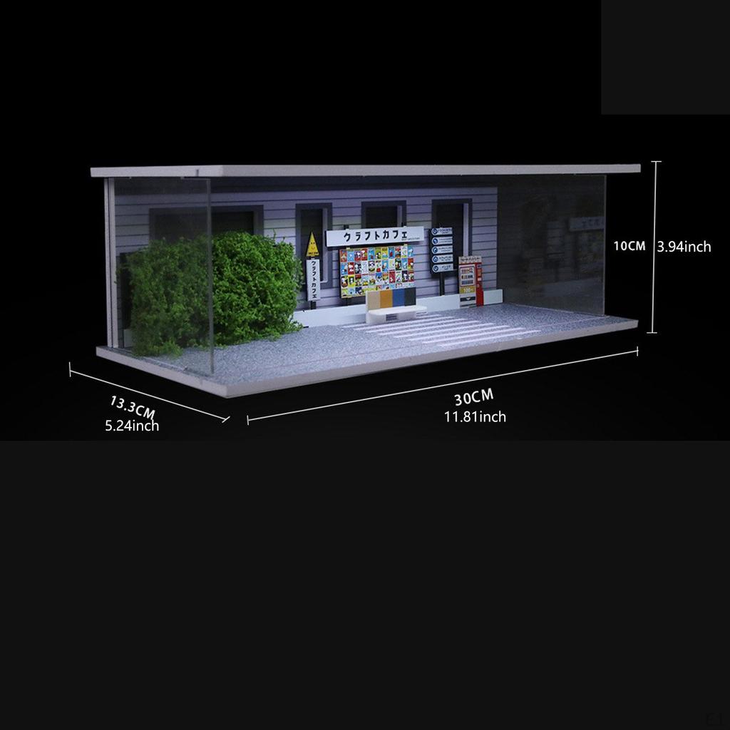 1/64 Modellauto Vitrine Szene Parkplatz Stapelbar mit LED-Lichtern Miniaturstraße