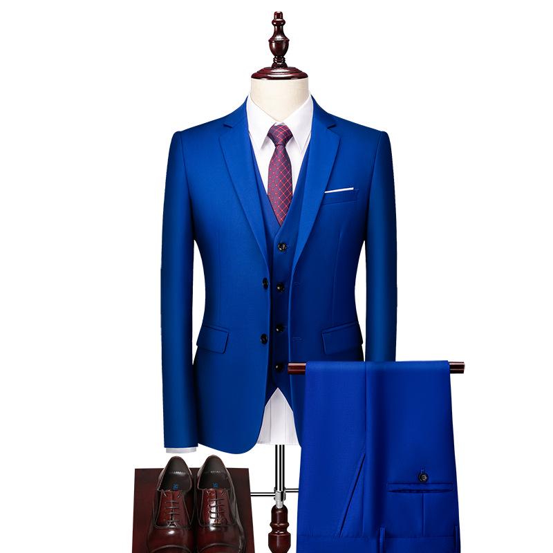 2024 Men's Slim Fit Korean Style Wedding Tuxedo - Two-Button Business Casual Suit Set