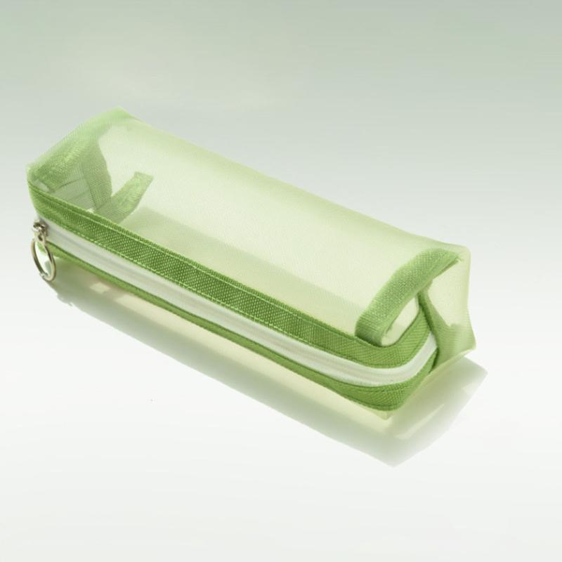 Cute Transparent Pencil for Case Mesh Makeup Storage Holder Pouch Solid Color for Travel Cosmetics Stationery Small Craf