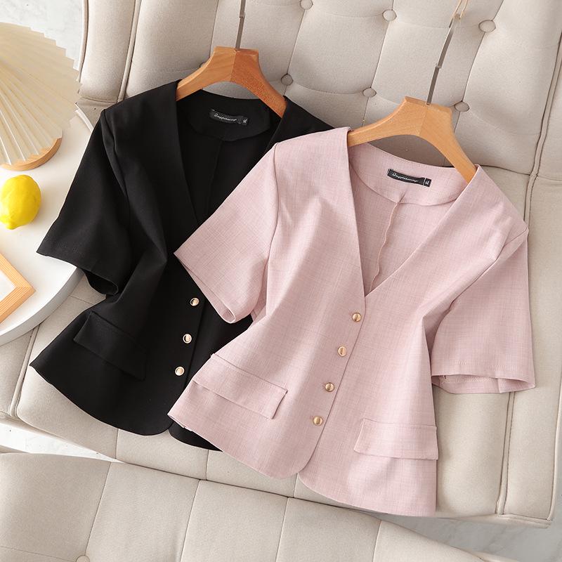 2026 Summer Women s Plus Size Short Sleeve French Blazer - Slimming Street Style 5XL
