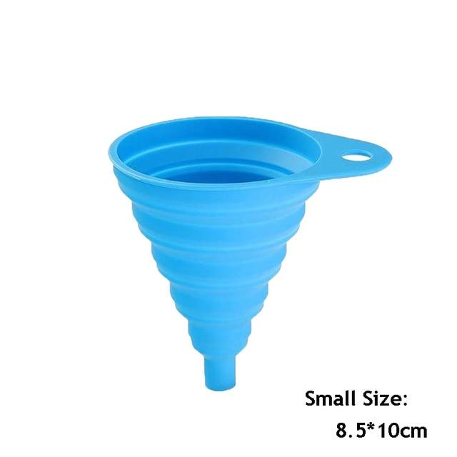1pcs Mini Foldable Funnel Silicone Funnels Be Hung Household Liquid Dispensing Kitchen Tools синий