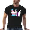 Trans Demisexual Pride Cats T-Shirt Large Size Short Sleeve T-Shirt