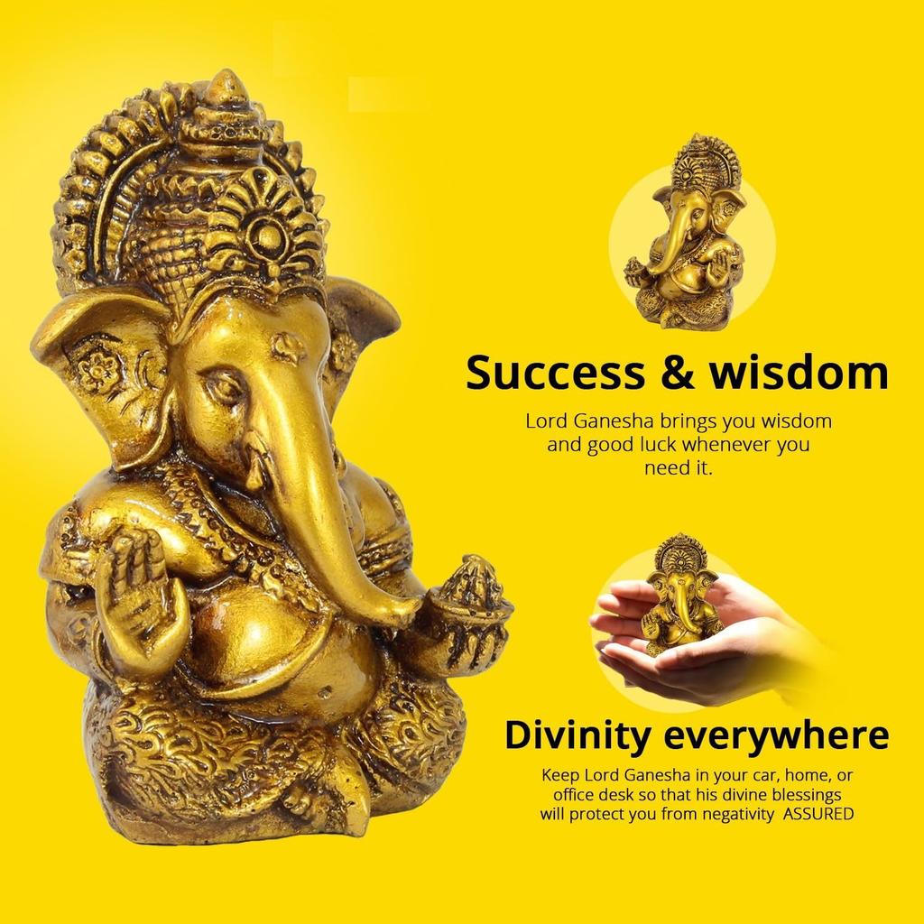 Lord Ganesh Idol for Car Dashboard Home Decor Living Room Pooja Room Office Desk Table Wall Statue Showpiece Decoration Items Gifting