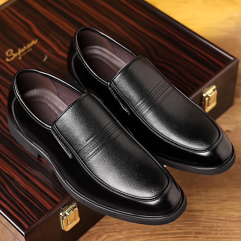 Plus Size 4.5-14.5 Men Wedding Genuine Leather Business Formal Men's Dress Shoes Loafers Black Casual Youth British Style Shoes