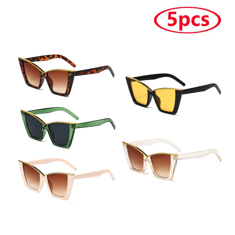 

5 шт. Наборы Винтажные солнцезащитные очки «кошачий глаз» Женские Дизайнерские Очки с оправой «кошачий глаз» Женские Модные Солнцезащитные очки Очки UV400