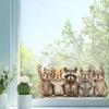 Niedliche Waldtiere Fensteraufkleber - Eichhörnchen & Waschbär Winken Glasmalerei Aufkleber für Zuhause, Wohnzimmer, Schlafzimmer - Verspielte Dekoration