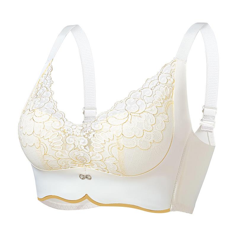 French gold thread lace gathering anti-sagging temperature underwear without steel ring upper support sub-breasts non-marking bra cover