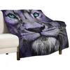 Blue Eyed Lion - Design by UMD Throw Blanket Sofa Quilt Sofa Throw Flannels Decorative Sofas Travel Sofas Blankets