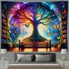 Fantasy Library Tapestry Mysterious Tree Magic Bookshelf Tapestries Classroom Flannel Witchy Fairytale Tree Butterfly Vintage