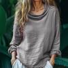 Spring New Women's Casual Loose Fashion Long Sleeve Solid Pile Knit Turtleneck Ruffled Top