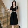 Women's Summer Plus Size Knee-length Dress Temperament V-neck Short-sleeved Commuter Dresses